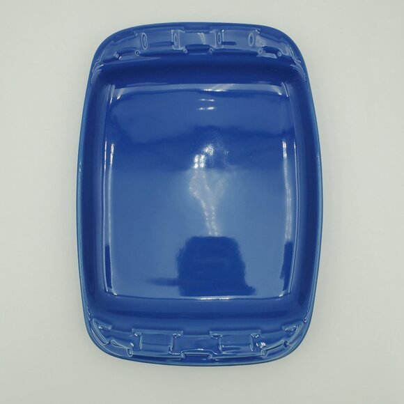 Longaberger Pottery Woven Traditions Cornflower Blue Snack Plate Serving Dish - Picture 5 of 7